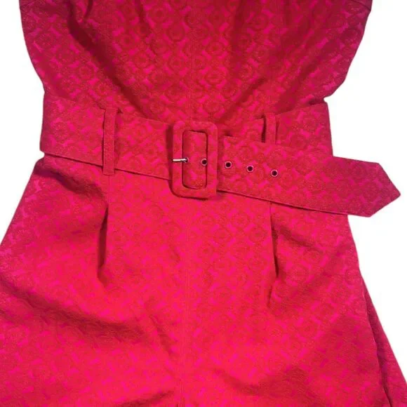 Ett Twa Anthropologie Women's Haley Strapless Jumpsuit Pink Belted Wide Leg US 6 - Picture 4 of 9